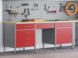 Work Cabinet with Drawer 3 pcs Red Engineered Wood and Steel 3321379