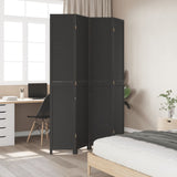 Room Divider 4 Panels Black Solid Wood Paulownia 358852