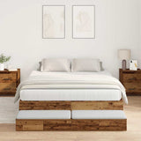 Storage Bed Frame with Drawer Old wood 236.5 x 150 x 31.5 cm 3335651
