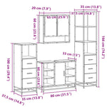 ZNTS 4 Piece Bathroom Furniture Set Smoked Oak Engineered Wood 3301302