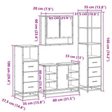 ZNTS 4 Piece Bathroom Furniture Set Smoked Oak Engineered Wood 3301302