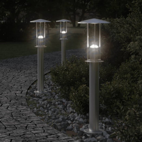 ZNTS Outdoor Floor Lamps 3pcs Silver 60 cm Stainless Steel 4006350