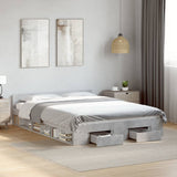 Bed Frame with Drawers without Mattress Concrete Grey 135x190 cm Double 3280772