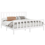 Bed Frame without Mattress White 200x200 cm Solid Wood Pine 3106724