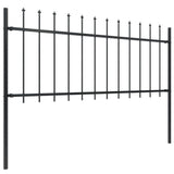 Garden Fence with Spear Top Steel 892.5x80 cm Black 277606