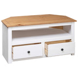 Corner TV Cabinet White 93x49x49 cm Solid Pine Panama Range 282687