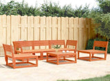 5 Piece Garden Sofa Set Wax Brown Solid Wood Pine 3216972