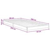 Bed Frame Smoked Oak 80 x 200 cm Engineered Wood 8009144