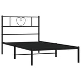 Metal Bed Frame without Mattress with Headboard Black 90x190cm 355455