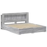 Bed Frame with Storage Grey Sonoma 200 x 200 cm Engineered Wood 3433902