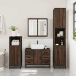 ZNTS 4 Piece Bathroom Furniture Set Brown Oak Engineered Wood 3301204