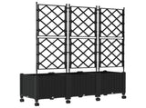 Garden Planter with Trellis&Wheels 3 pcs Black PP 3423077