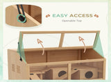 Hamster Cage, Wooden Small Animal Cage for Gerbils, Mice w/ Suspension Bridge, Openable Top, Hut, 85 T3398P350091