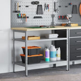 Work Table with Shelf Grey 100 x 55 x 85 cm Powder-Coated Steel 4103457