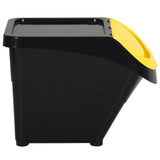 Stackable Waste Bins with Lids 3 pcs Black PP 78 L 364069