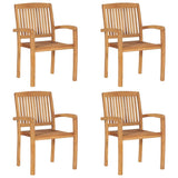 Stacking Garden Chairs 4 pcs Solid Teak Wood 3073207