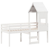 High Sleeper Bed without Mattress White 90x190 cm Single Solid Wood Pine 3282017