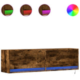 TV Wall Cabinet with LED Lights Smoked Oak 140x31x38 cm 852373