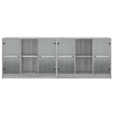 Bookcase with Doors Grey Sonoma 204x37x75 cm Engineered Wood 3206536