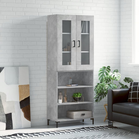 Highboard Concrete Grey 69.5x34x180 cm Engineered Wood 3198725