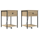 Bedside Cabinet with Drawer 2 pcs Sonoma Oak 42 x 41 x 56 cm 859423
