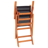 Folding Chairs 2 pcs Black Solid Eucalyptus Wood and Textilene 48692