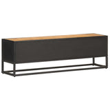 TV Cabinet with Carved Door 130x30x40 cm Rough Mango Wood 320943