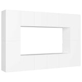 8 Piece TV Cabinet Set White Engineered Wood 3078668