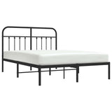 Metal Bed Frame without Mattress with Headboard Black 150x200cm 352580