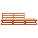 Garden Sofa Armless with Footstool Wax Brown Solid Wood Pine 837967