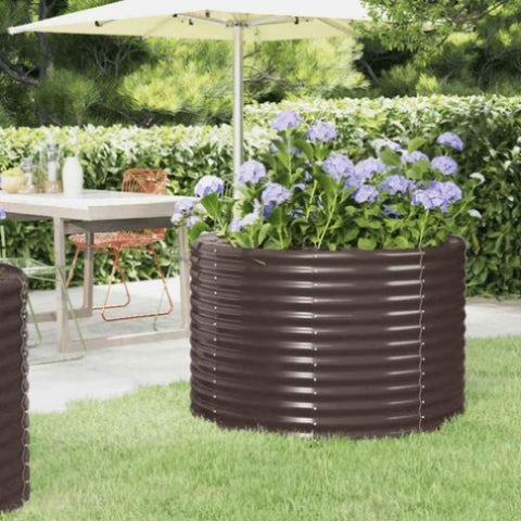 Garden Raised Bed Galvanised Steel 100x100x68 cm Brown 319055