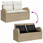 Garden Sofa with Cushion Beige 124 x 62 x 69cm Poly Rattan 42006746