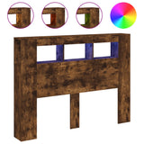 LED Headboard Smoked Oak 140x18,5x103,5 cm Engineered Wood 837348