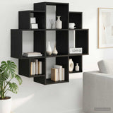 Wall Shelf Black Oak 90 x 25 x 90 cm Engineered Wood 8012173