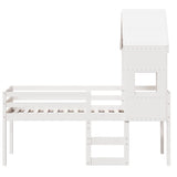 High Sleeper Bed without Mattress White 75x190 cm Small Single Solid Wood Pine 3282020