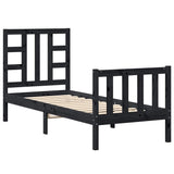 Bed Frame without Mattress Black Small Single Solid Wood Pine 3191935