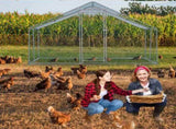 10 x 10 ft Large Metal Chicken Coop, Walk-in Poultry Cage Chicken Hen Run House with Waterproof 97159407