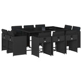 Garden Dining Set Black PE Rattan Large Foldable 3211207