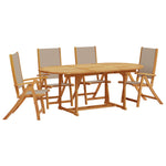 ZNTS 5 Piece Garden Dining Set Solid Wood Acacia and Textilene 3279314