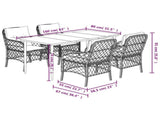 5 Piece Garden Dining Set with Cushions Grey Poly Rattan 3212183