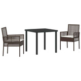 Garden Dining Set with Cushion 3 pcs Brown Poly Rattan 3379870