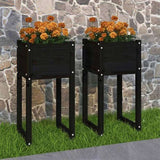 Planters 2 pcs Black 40x40x81 cm Solid Wood Pine 822131