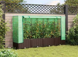 Raised Bed with Greenhouse Cover Rattan Look 160x40x138 cm 4015802
