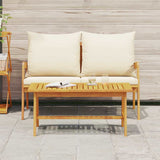 Bistro Set with Cushion 2 pcs Oil Natural Solid Acacia Wood 4106458