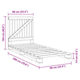 Bed Frame without Mattress Grey 90x200 cm Solid Wood Pine 3281562