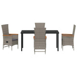 Garden Dining Set with Cushion 5 pcs Grey Poly Rattan 3379446