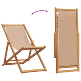Folding Beach Chair Taupe Solid Wood Eucalyptus and Fabric 366565