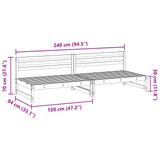 Garden Middle Sofa Solid Pine Wood Wax Brown 240 x 84 x 70 cm 865606