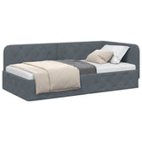 Corner Bed Frame with Headboard Dark Grey 100 x 200 cm Velvet 42016544