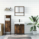 3 Piece Bathroom Furniture Set Smoked Oak Engineered Wood 3214702
